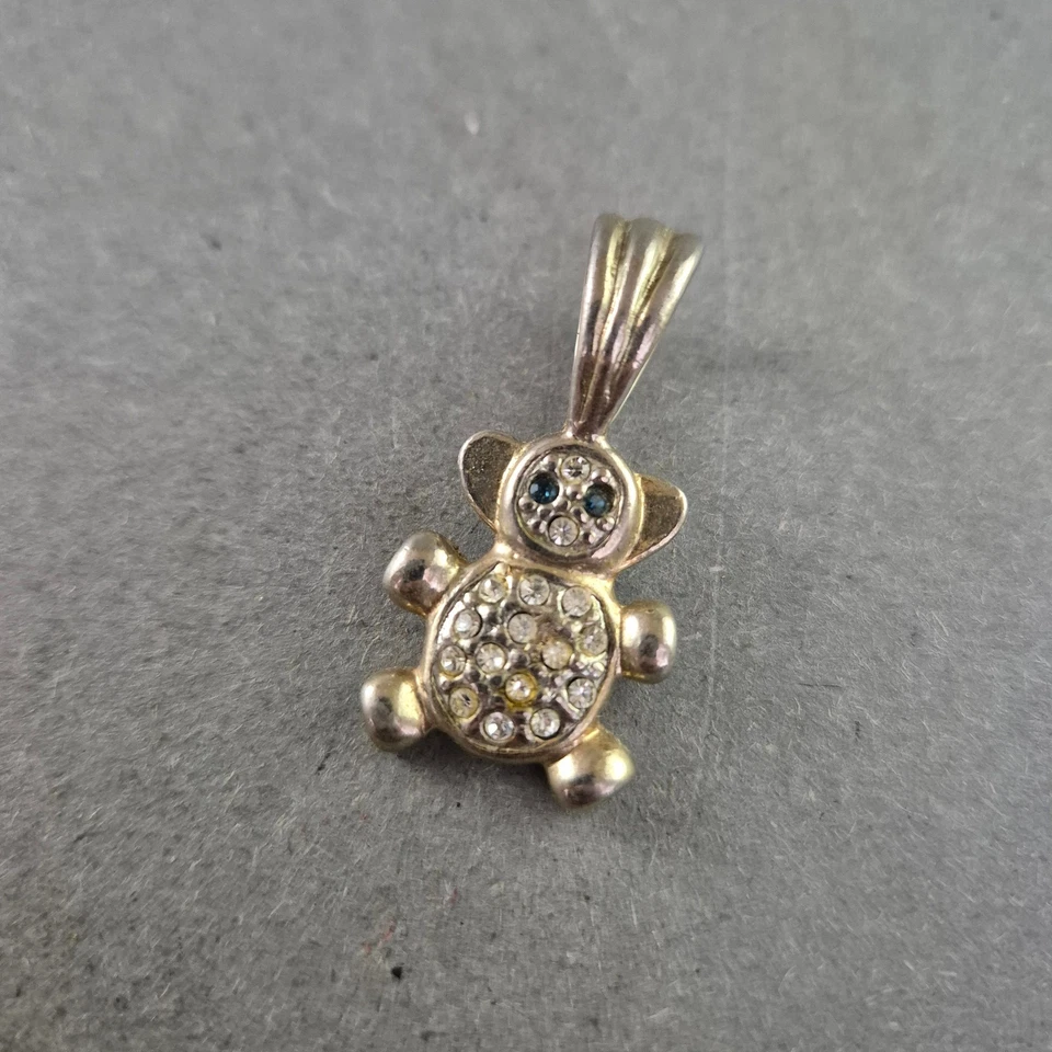 Niedlicher Vintage Teddybär Anhänger mit Strasssteinen - Bild 2 von 4