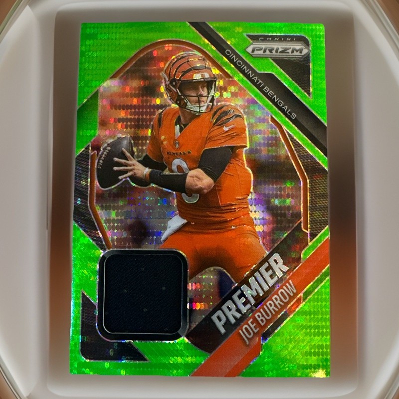 2025 Panini Prizm Premier Jerseys Joe Burrow #PJY-JBW Neon Green Pulsar Prizm
