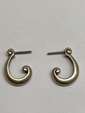 Rare Retired James Avery Sterling Silver Scroll Post J Hoop Earrings