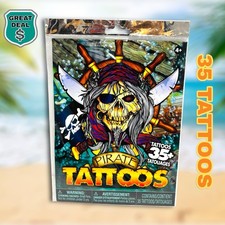 35 Piece Pirate Pirate Ship Nautical Temporary Tattoos for Kids Adults RARE
