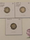1897-S G, 1899-S G, and 1905-S VG+ Barber Dimes, Natural and Undamaged