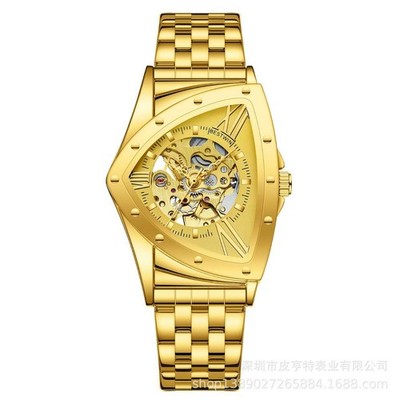 Men's Triangular Skeleton Watch   Fully Automatic Mechanical, Water-Resi