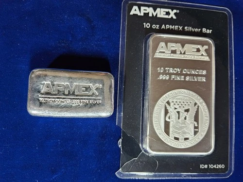 🌟 (2) 10 oz .999 Silver APMEX Bullion Bar , 20 troy oz TOTAL