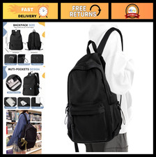Waterproof Black School Backpack for Girls Boys, Lightweight Cute Daypack, Hig