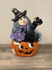 Witch Sitting Jack o'Lantern Pumpkin Halloween Resin Figurine. 8