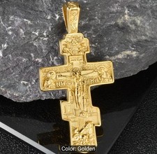Russian Orthodox Cross Necklace Golden Steel