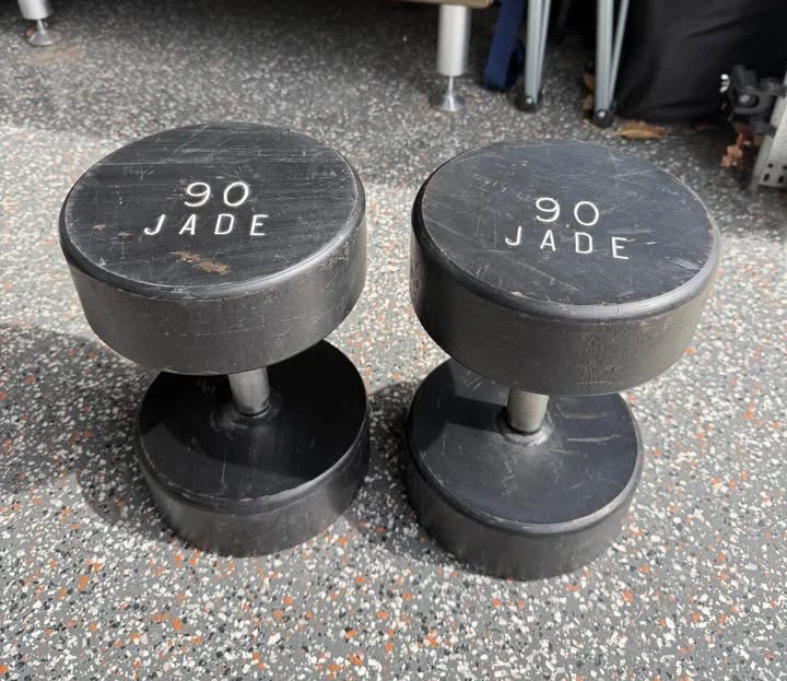 Pair of Vintage Jade 90lb Pro Style Commercial Dumbbell Set 180lb Total