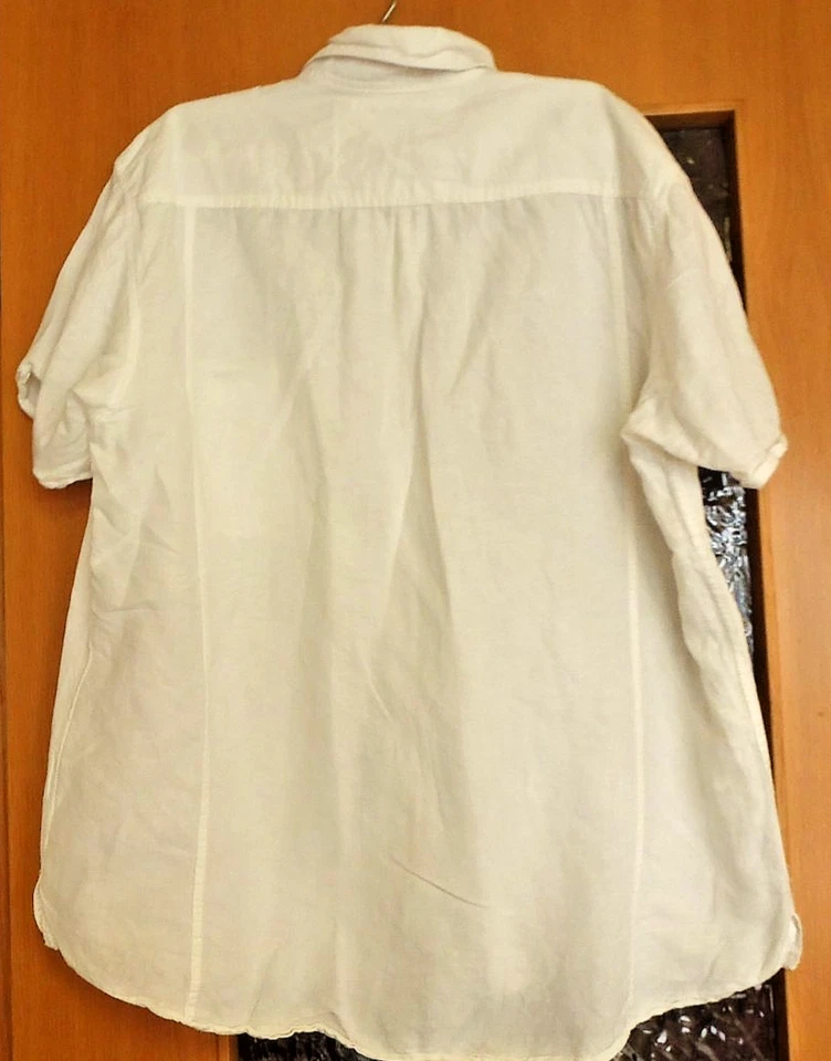 Springfield Herren Hemd-  Kurzarm, Größe L, Weiß, 60% Leinen-40% Baumwolle - Bild 2 von 3