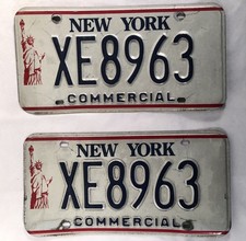 Matching Pair New York Statue of Liberty Commercial License Plates XE 8963