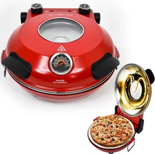 1200W Electric Pizza Oven 12in Capacity Countertop Pizza Oven Heat Timer Red