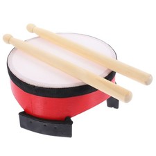 1 Set Kids Musical Floor Drum Red Wood Reusable Percussion Instrument Toy