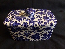 Vintage Burleigh - Blue/White Rectangular Butter Dish & Lid - Arden - NEW