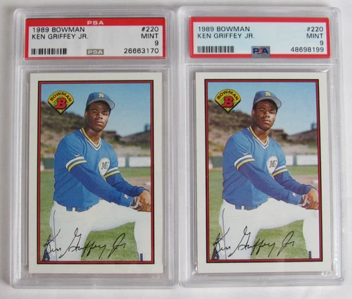 Lot (2) 1989 Bowman #220 Ken Griffey JR RC Rookie Cards PSA 9 Mint Y358