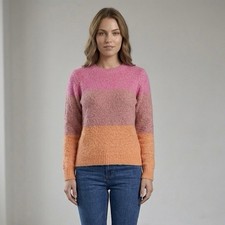 Cupcakes And Cashmere Women's Pink/Orange Crew Neck Soft Cozy Sweater Size S