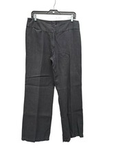 Eileen Fisher Pants 100 Linen Wide Leg Trouser Medium Cinder Gray Relaxed UV6-4