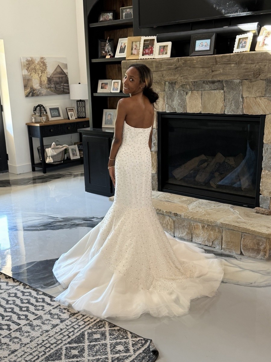 Sherri Hill Ivory Beaded Mermaid Wedding Dress Sleeveless Sweetheart Size 2  | eBay