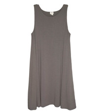 Sigrid Olsen Sleeveless Midi Dress Womens Sz M Taupe A-Line Minimalist Summer