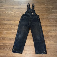 Carhartt Bib Overalls Mens 40x31 Black Duck R41-BLK Insulated Zip Leg Workwear