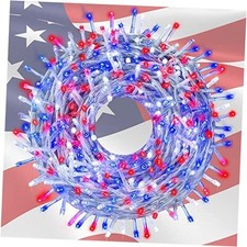 4th of July Decorations Lights, 500 LED Lights, 164FT 8 Red White and Blue
