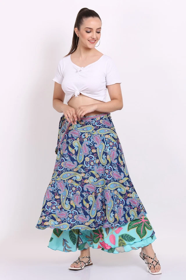 Mujer Envolvente Alrededor Reversible 2 Capas Larga Playa Falda 36" Venta al por mayor Mezcla Lote Foto 4 de 4