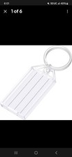 50 Pieces Key Tags 2 Inch Plastic Key Chain Tags with Ruled Blank Paper Labels