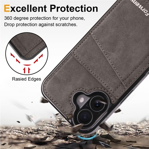 For iPhone 16 15 14 13 12 11 Case Wallet RFID Blocking Leather Card Stand Cover - Picture 25 of 64