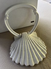 Vintage Homco Plastics White Seashell Towel Holder Decor Ocean Beach Vacation