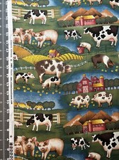 Farm, Cows, Pigs 1/2 yard Classic Cotton Fabric - New