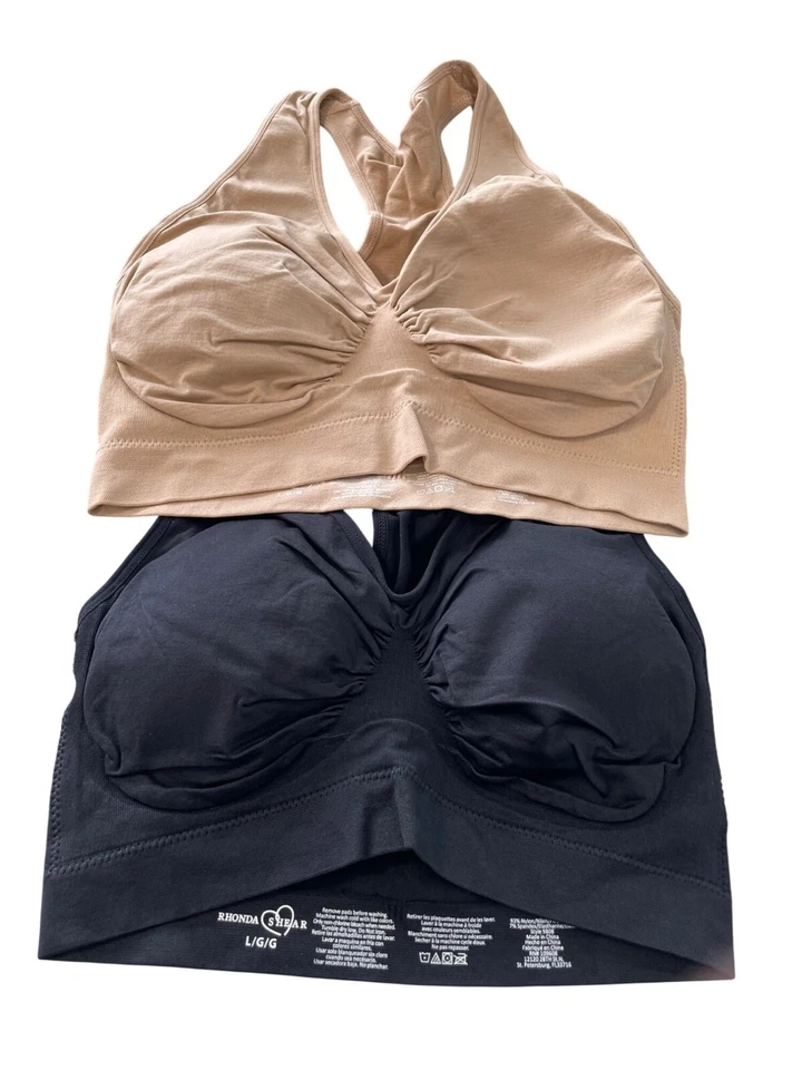 Бесшовный бюстгальтер Rhonda Shear Racerback Ahh упаковка 2 шт. размер большой черный бежевый 613,8 - Изображение 2 из 4