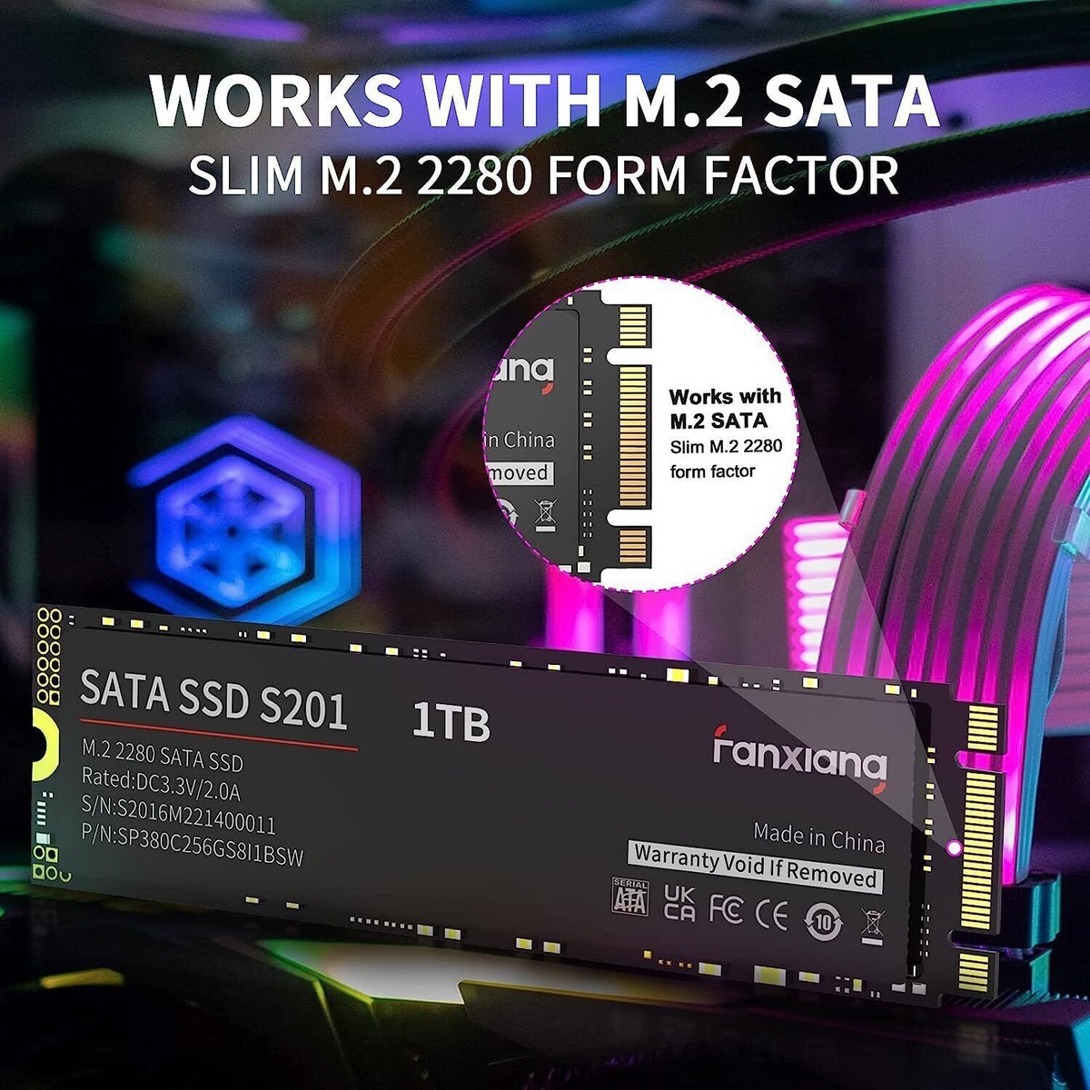 Fanxiang M.2 SATA 2280 NGFF 512GB/1TB SSD B+M Key Internal Solid