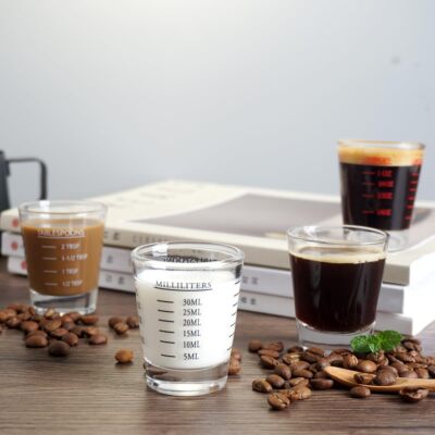 Shot Glasses Measuring cup Liquid Heavy Glass Wine Glass Espresso Shot Glass 26-Incremental Measurement 1oz, 6 Tsp, 2 Tbs, 30ml