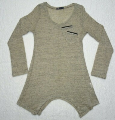 Love Julian Women Pixie Light Sweater Top Acrylic Nylon Knit Long Large Beige