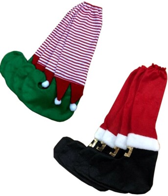 FELT BOOTS SANTA OR ELF LEGS TABLE CHAIR COVER FEET