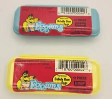 Vintage 2 Leaf Eggumms Bubble Bubble Gum Eggs Empty Containers Blue Yellow PB80