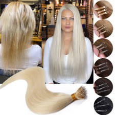 Nano Ring Remy Human Hair Extensions Pre-Bonded Fusion Keratin Blonde Thick 150S