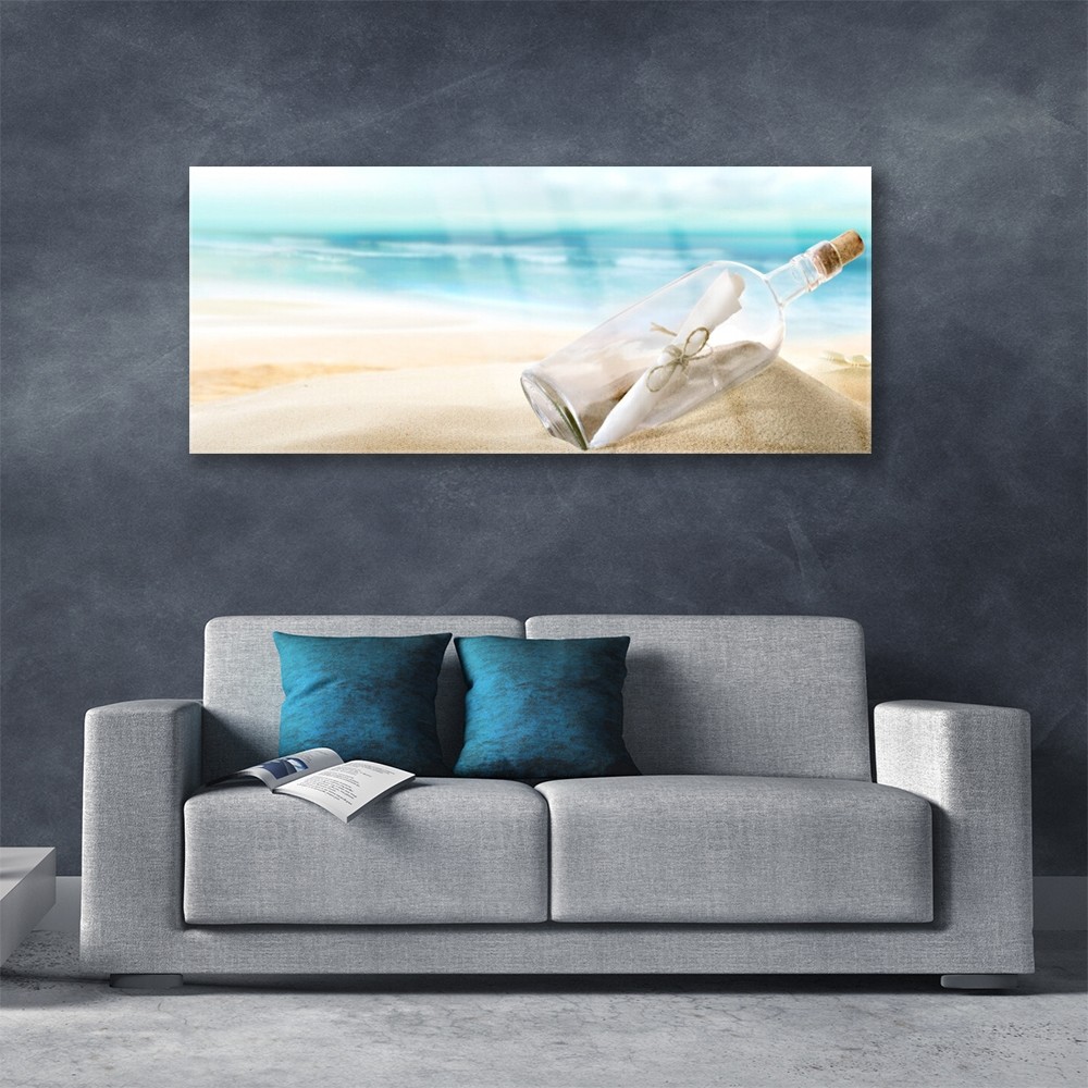 Tableau moderne mer azur impression verre acrylique format 125x50 cm - 2