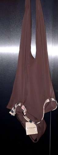 Burberry London $245 One Piece Swimsuit Brown/Tan Check Belt Made In Italy