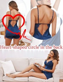 Women Sexy-Lingerie Sleepwear Satin Silk Babydoll Lace Nightwear Pajamas Set