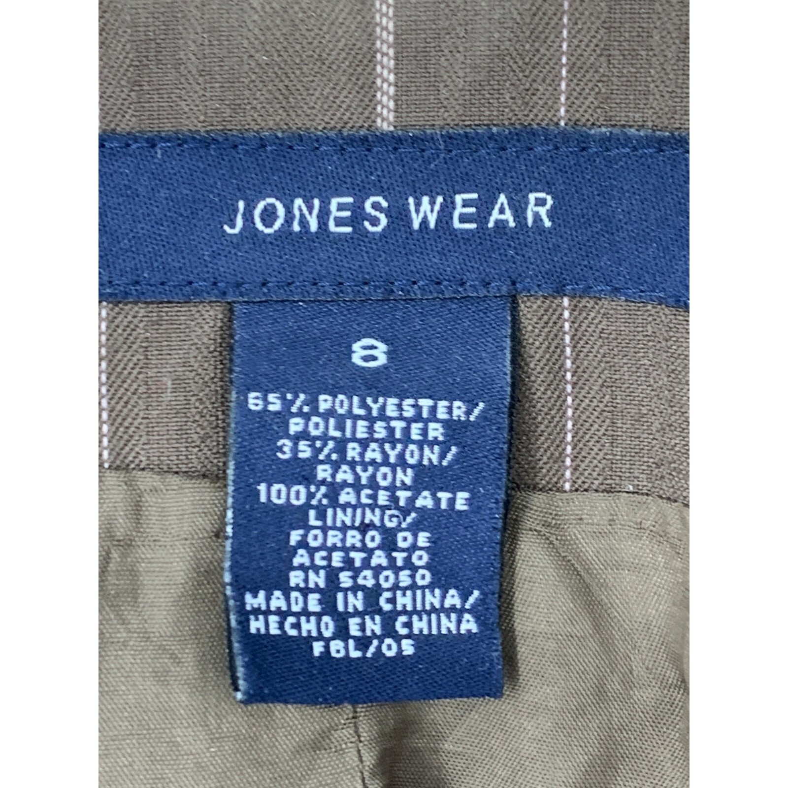 Women’s Jones Wear VTG Brown Pinstripe Blazer Size 8 M 3929 One Button