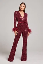 Nadine Merabi Rachel Red Jumpsuit Womens Size Uk S/M = 10 BRAND NEW NO BELT