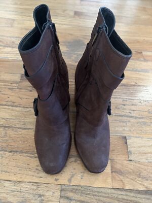Calvin Klein Size 7 Brown Leather  Strap Ankle Boots