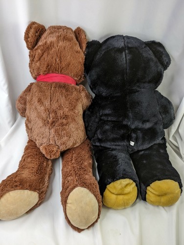 Goffa Bear Lot Plush Brown 28 Inch Red Scarf & Black 24 Inch Stuffed Animal - Picture 5 of 7