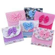 Sanitary Napkin Bag Toiletry Period Pad Bag Tampon Holder Mini Purse w/Lace bow