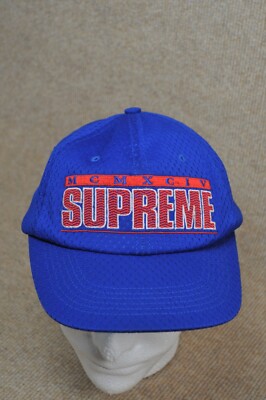 Vintage SUPREME MCMXCIV Cap, Pre-Curved Bill, Snap Back, Blue 
