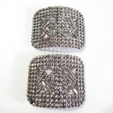 Pair of Riveted Steel Shoe Buckles Made in France Antique