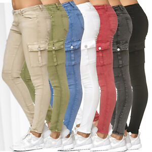 Ladies Cargo Pants Stretch Treggings 