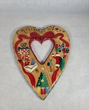 Vintage Handmade Painted Wood   Christmas is Love" Heart Fallbrook 1997