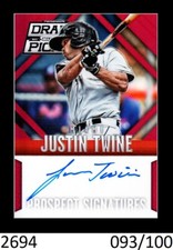 1-2014 PANINI PRIZM DRAFT PICKS RED AUTO JUSTIN TWINE MARLINS 093/100
