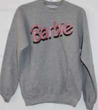 Barbie Heather Gray  Pink logo Crewneck Sweatshirt Juniors 13/14