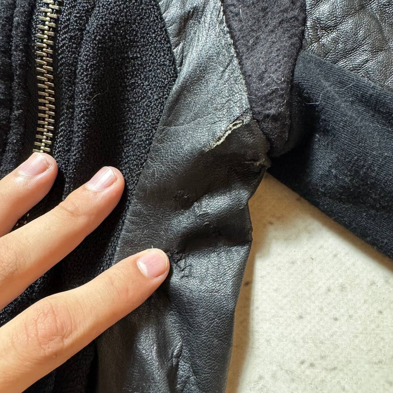 Helmut Lang Women's Black Asymmetric Jacket Leather Sleeves Size M very rare image 7